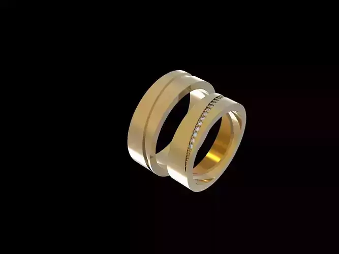 Diagonal paved Wedding Ring