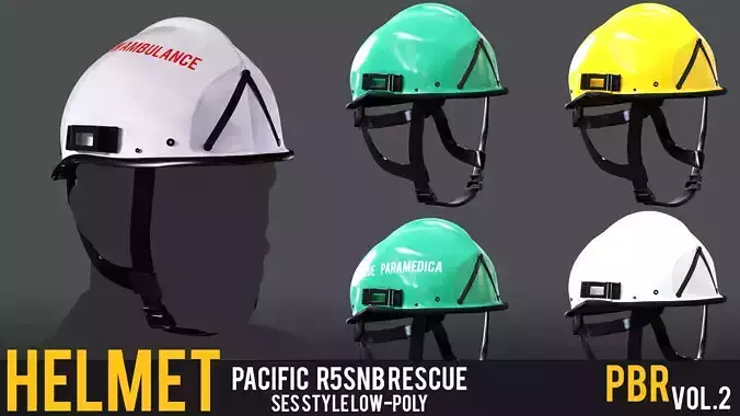 Pacific R5SNB  R5S Rescue Helmet PBR Textures in 4 Colors Low-poly 3D model
