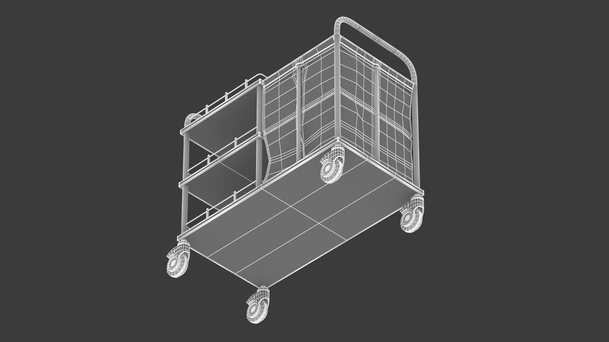 Medical Linen Trolley 3D model_20