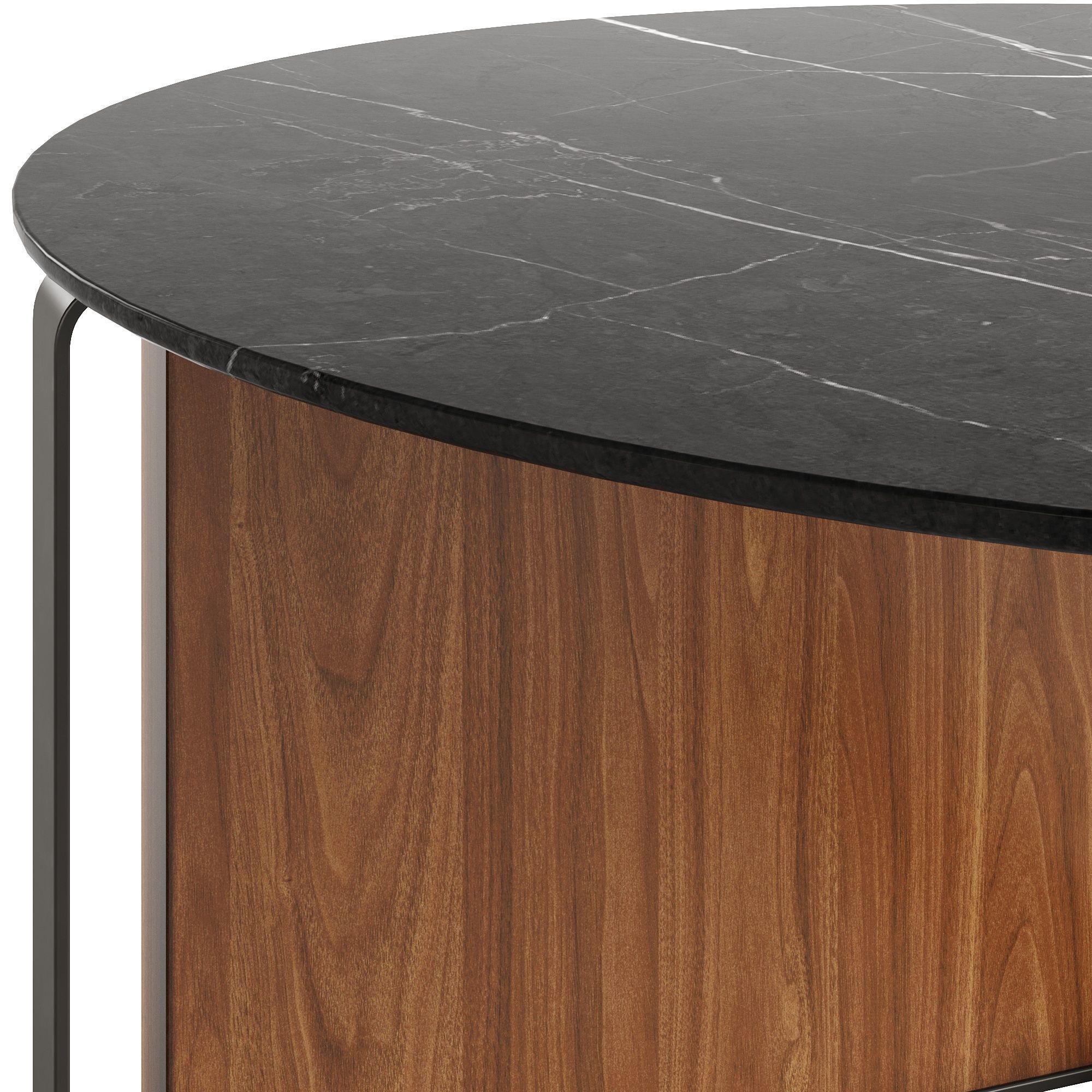 Coffee table with wood finish and marble top 3D model_4