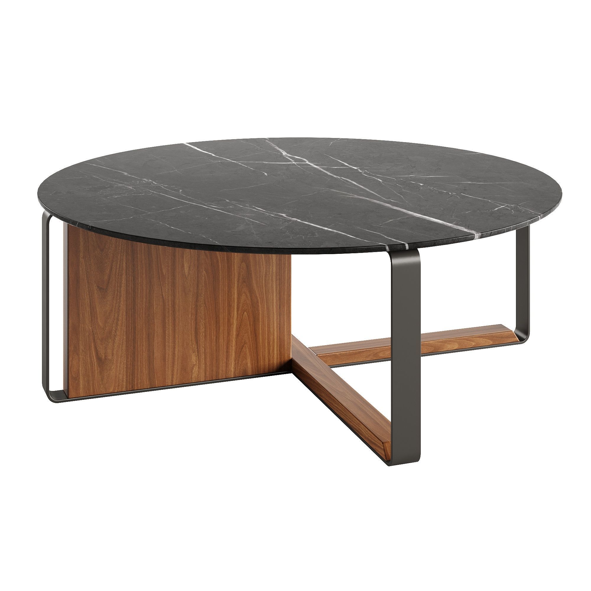 Coffee table with wood finish and marble top 3D model_2