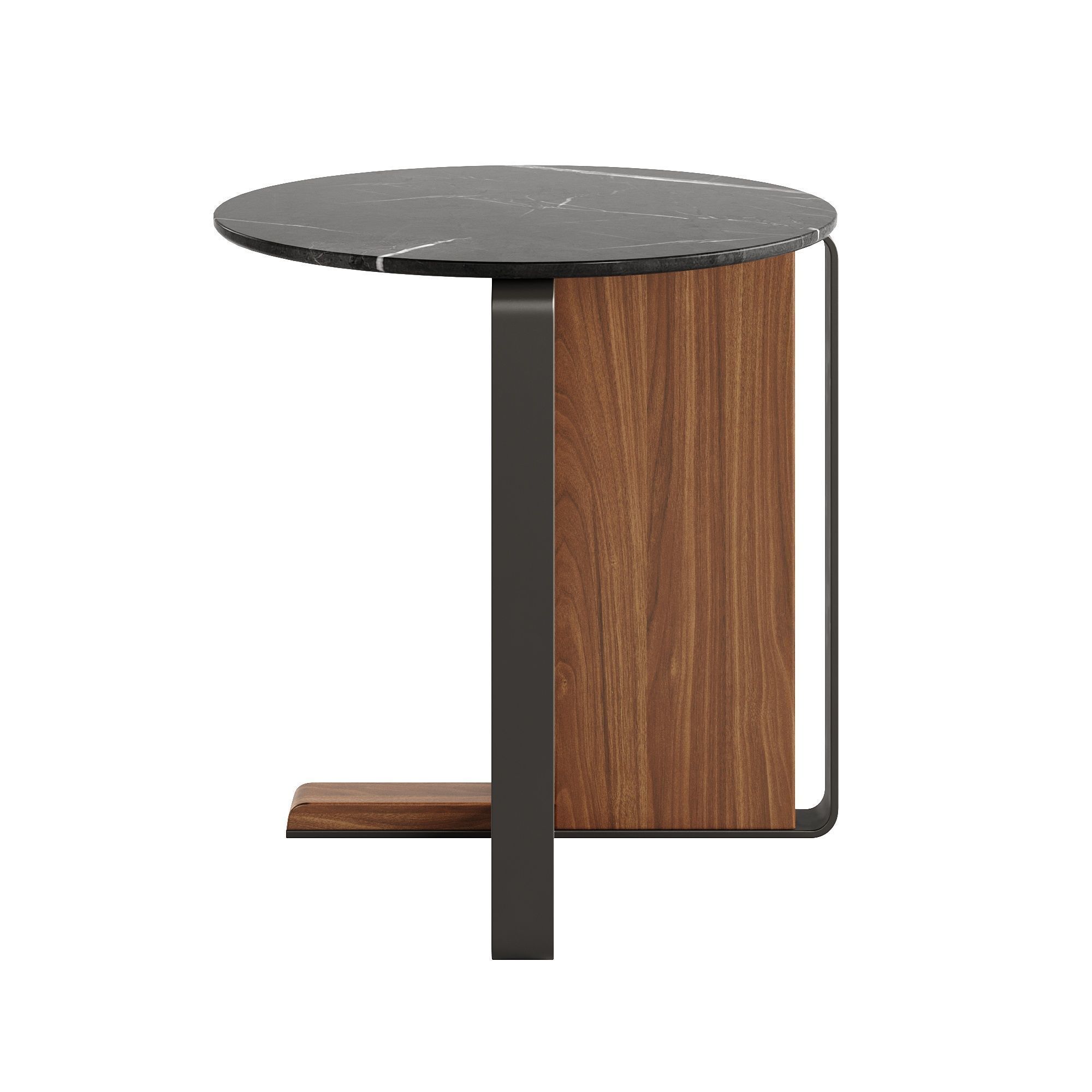 Coffee table with wood finish and marble top 3D model_3