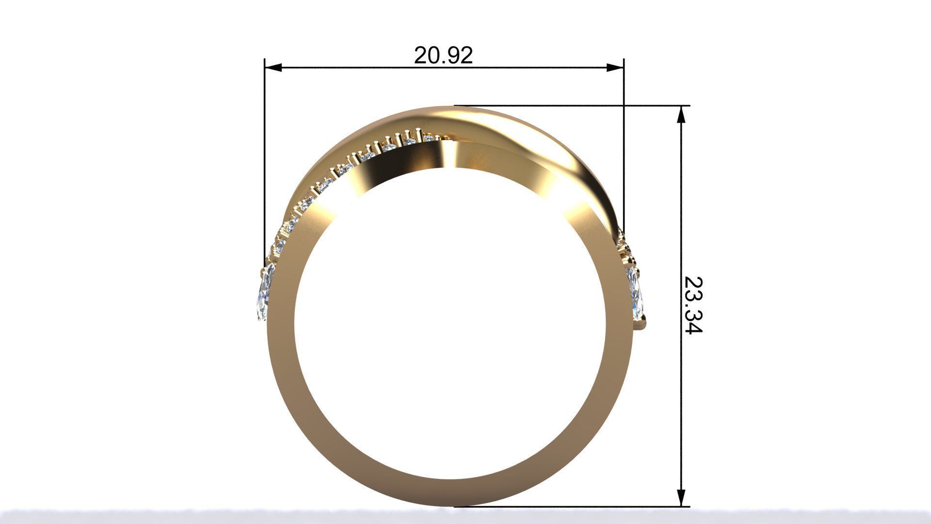 Butterfly ring 3D print model_4
