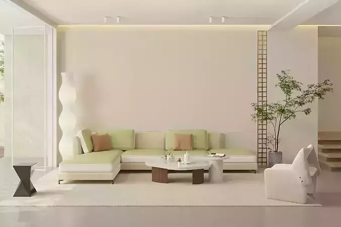 Mid Century interior scene 