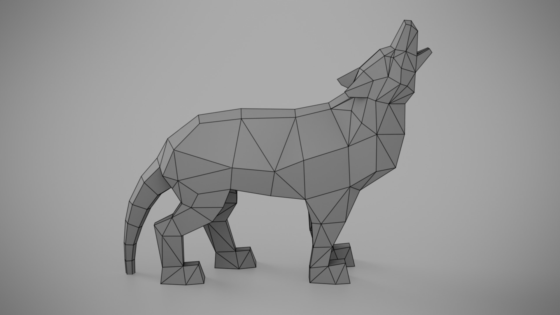Low Poly Wolf 3D print model_7