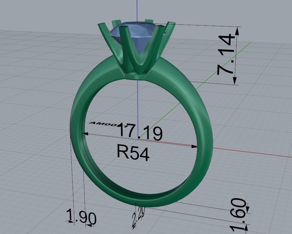 Round shape engagement ring 3D print model_8