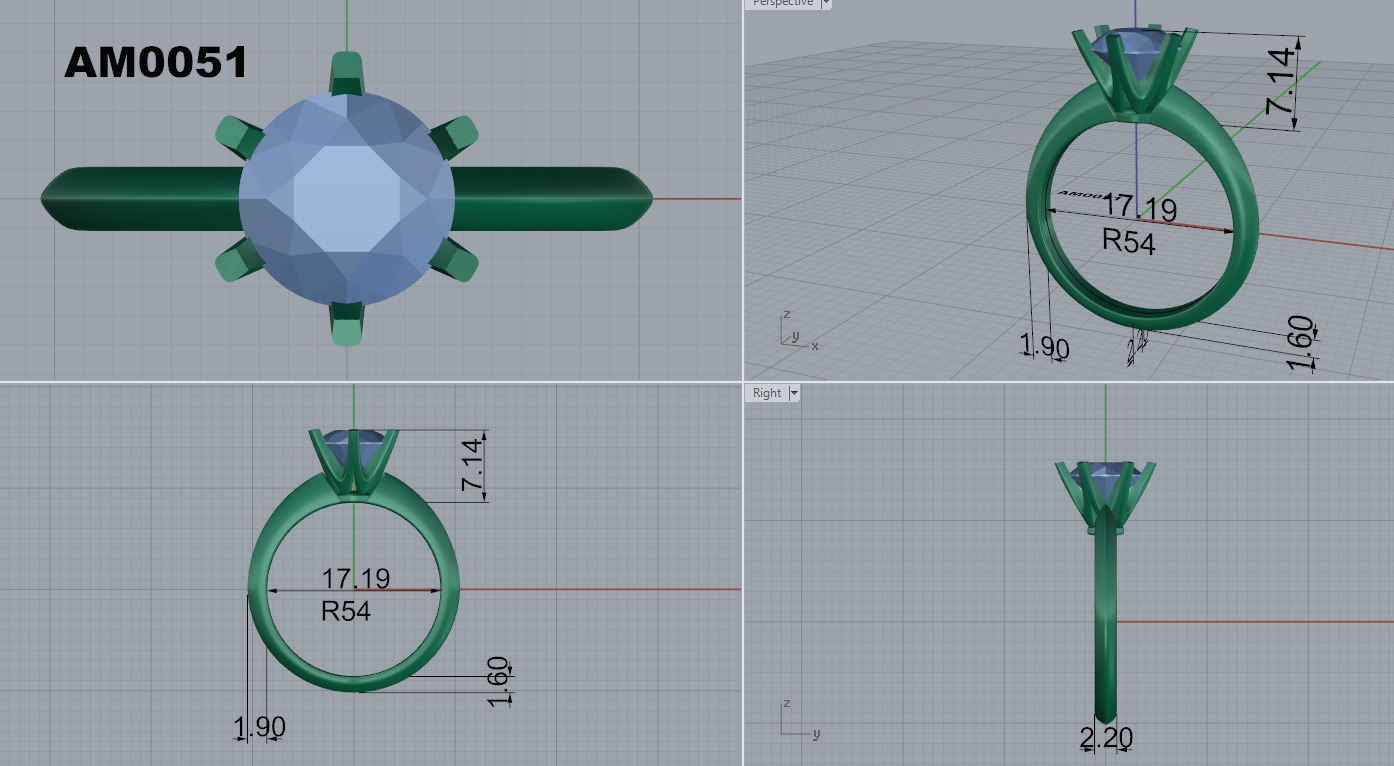 Round shape engagement ring 3D print model_1