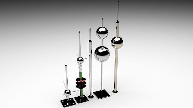 Lightning Rods Set 3D model