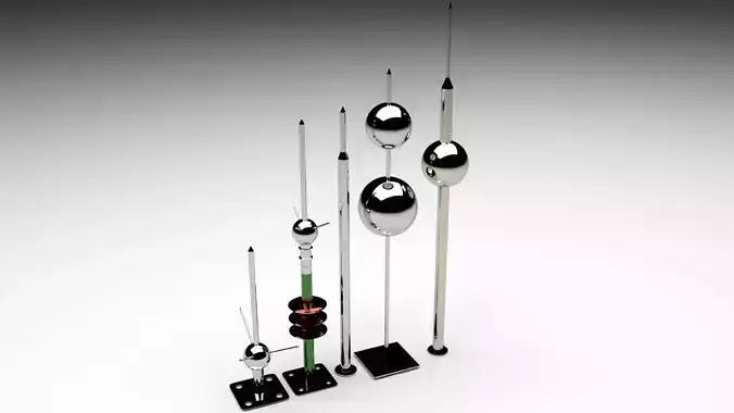 Lightning Rods Set 3D model