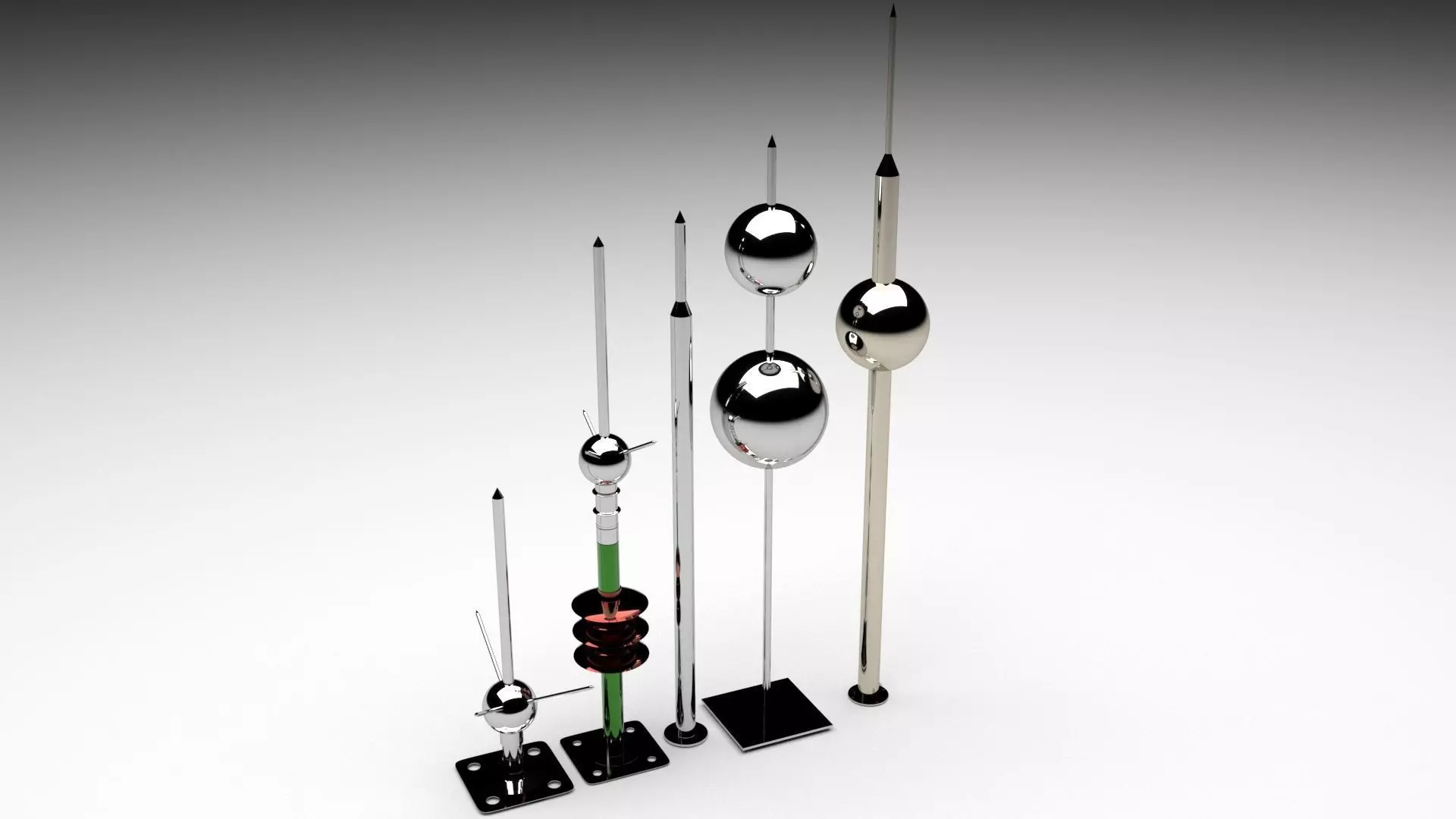 Lightning Rods Set 3D model