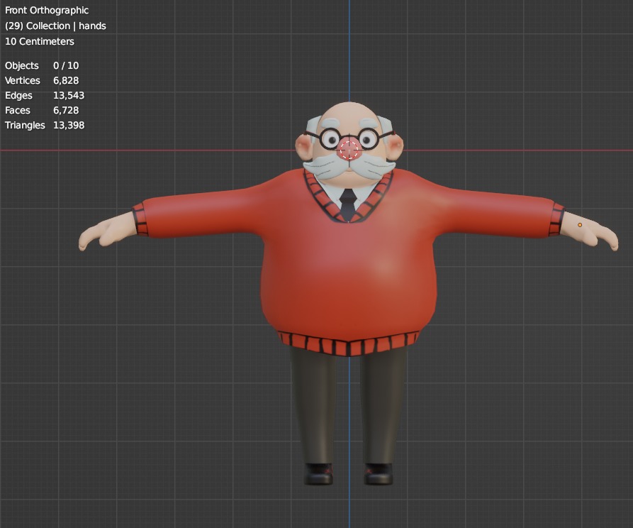 Old man Low-poly 3D model_3