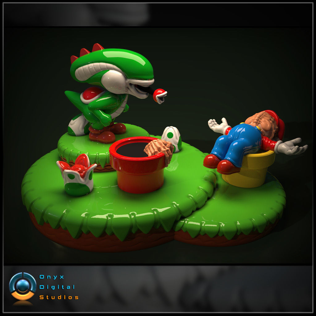 3D printable yoshi alien mashup - Mario alien mashup 3D print 3D print model_1