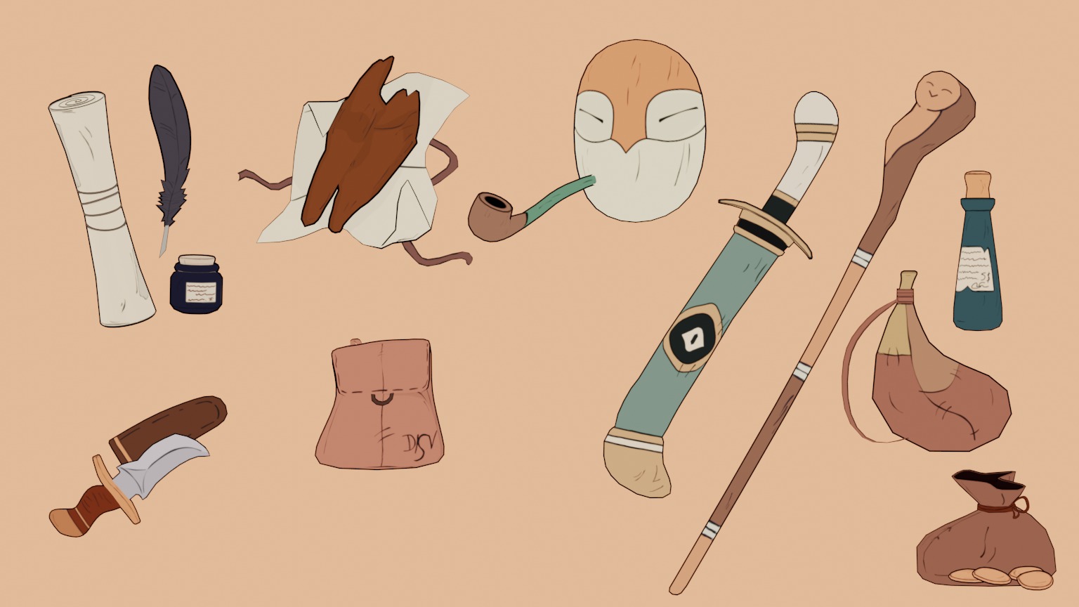 Stylized Drawn Pack 25 Inventory Check Low-poly 3D model_4