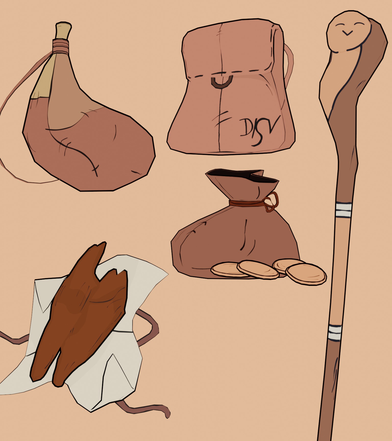 Stylized Drawn Pack 25 Inventory Check Low-poly 3D model_3