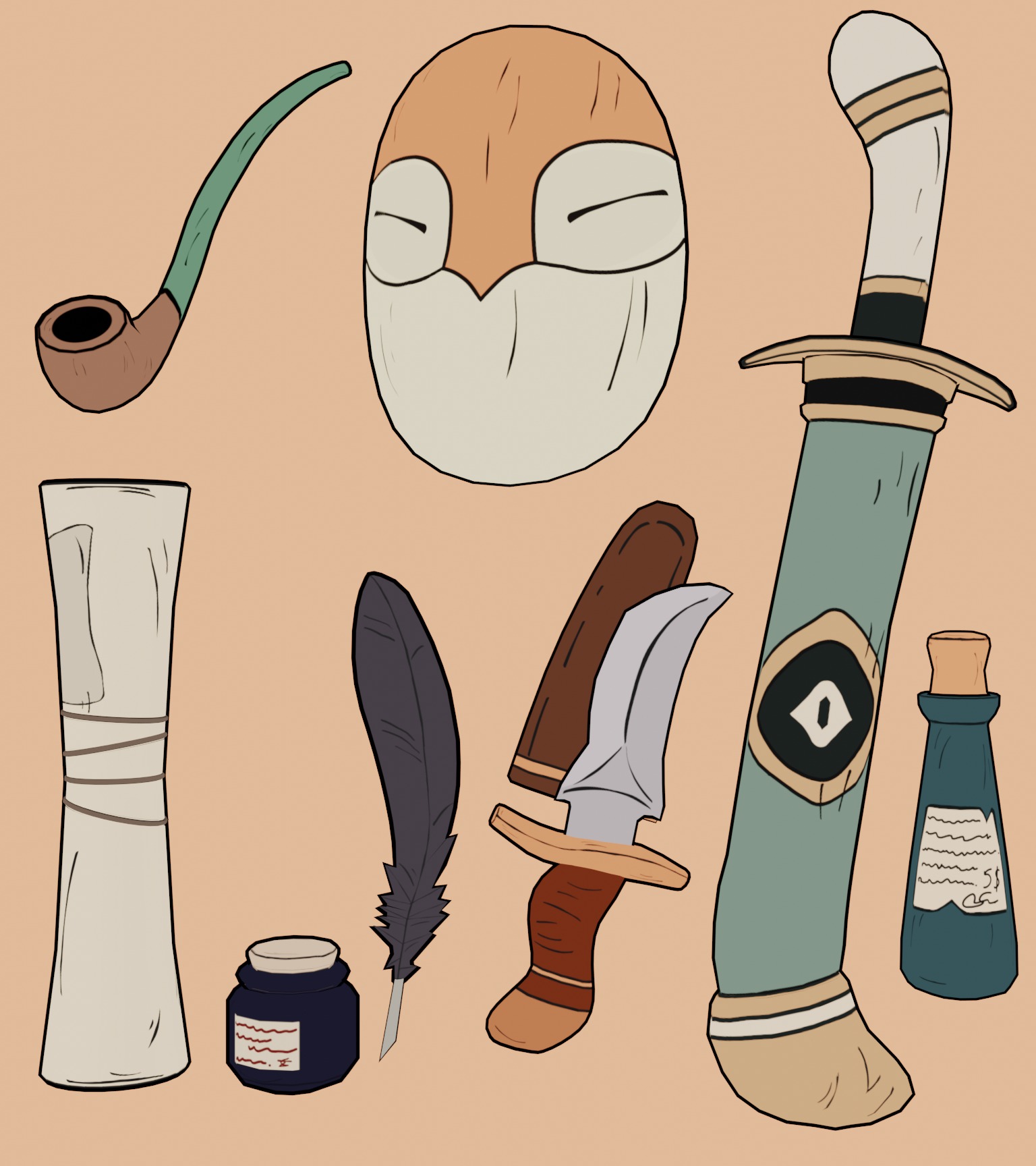 Stylized Drawn Pack 25 Inventory Check Low-poly 3D model_2