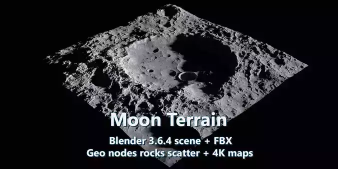 Blender Moon Terrain 4K maps and rocks