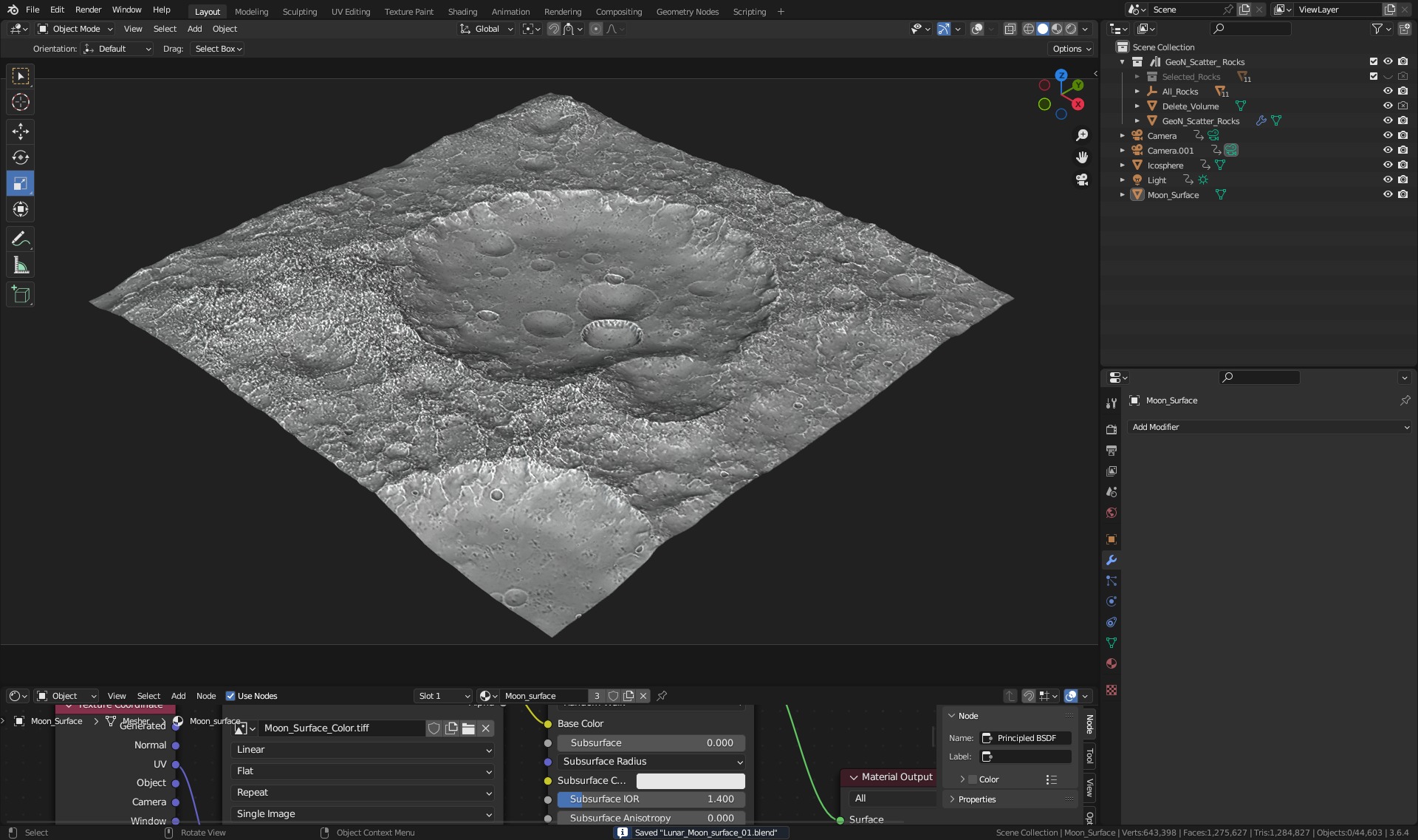Blender Moon Terrain 4K maps and rocks 3D model_2