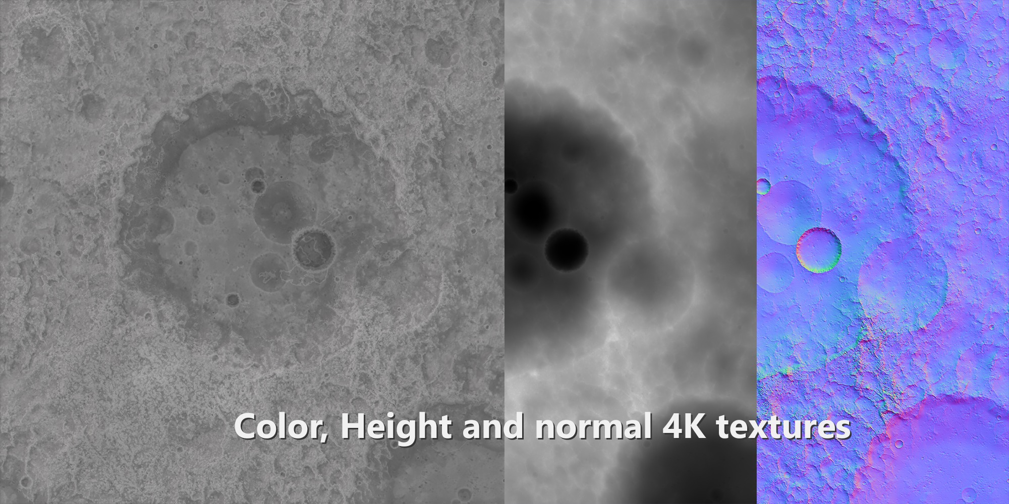 Blender Moon Terrain 4K maps and rocks 3D model_3