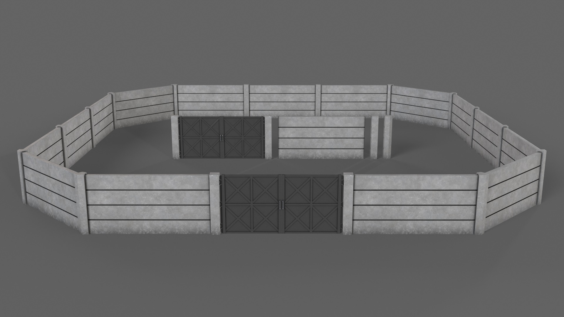 PBR Gate and Wall 3D Model Collection_10