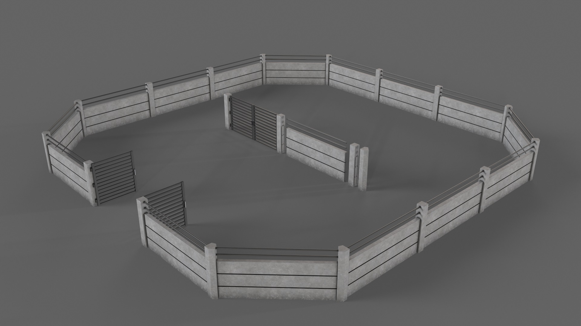 PBR Gate and Wall 3D Model Collection_43