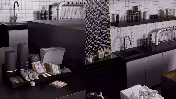 Coffee shop counter 3D model