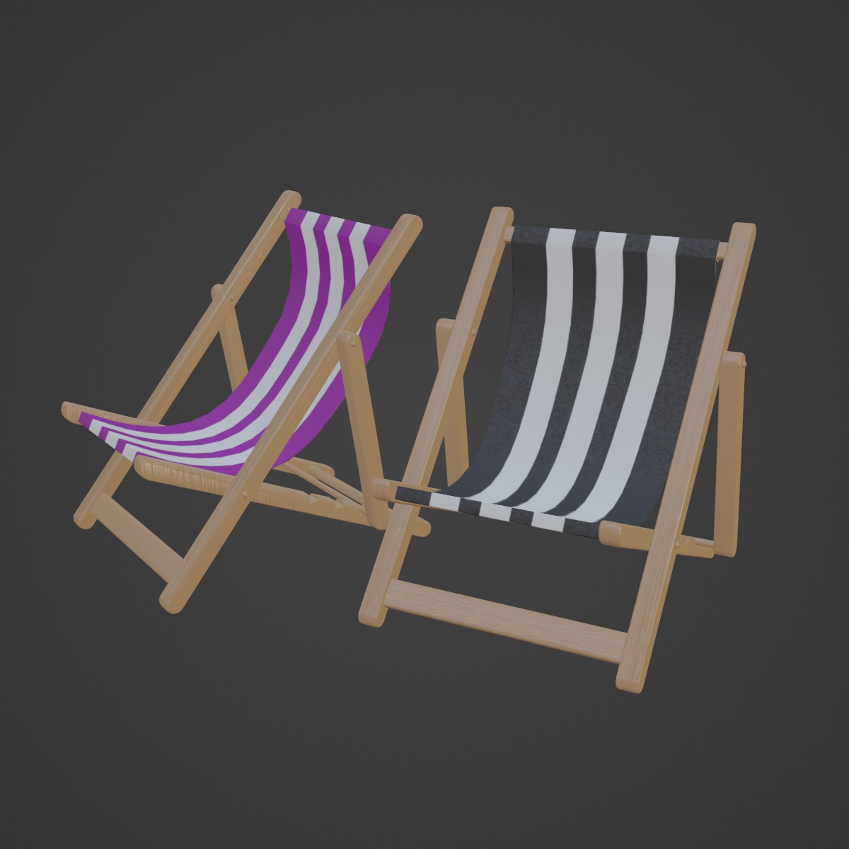 Beach Chair Deck 05 Low-poly 3D model_6