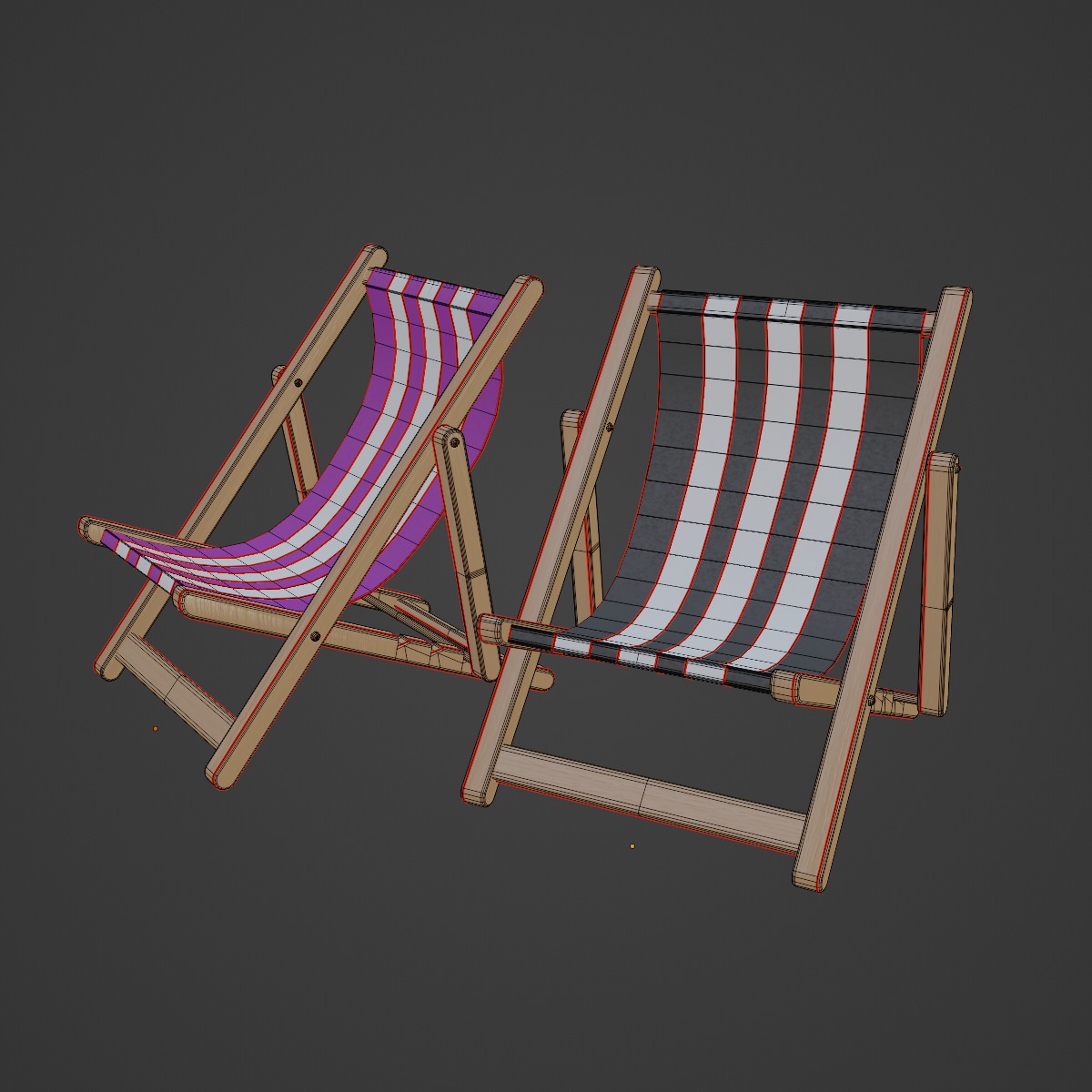 Beach Chair Deck 05 Low-poly 3D model_7