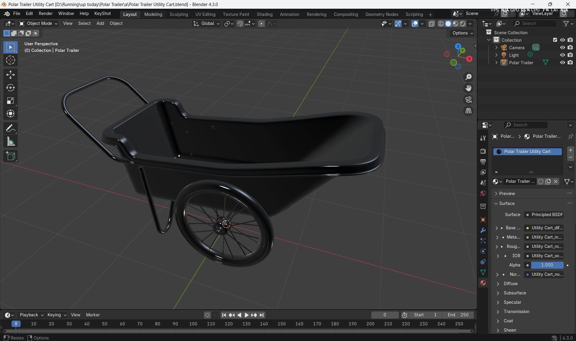 Polar Trailer Utility Cart Low-poly 3D model_19