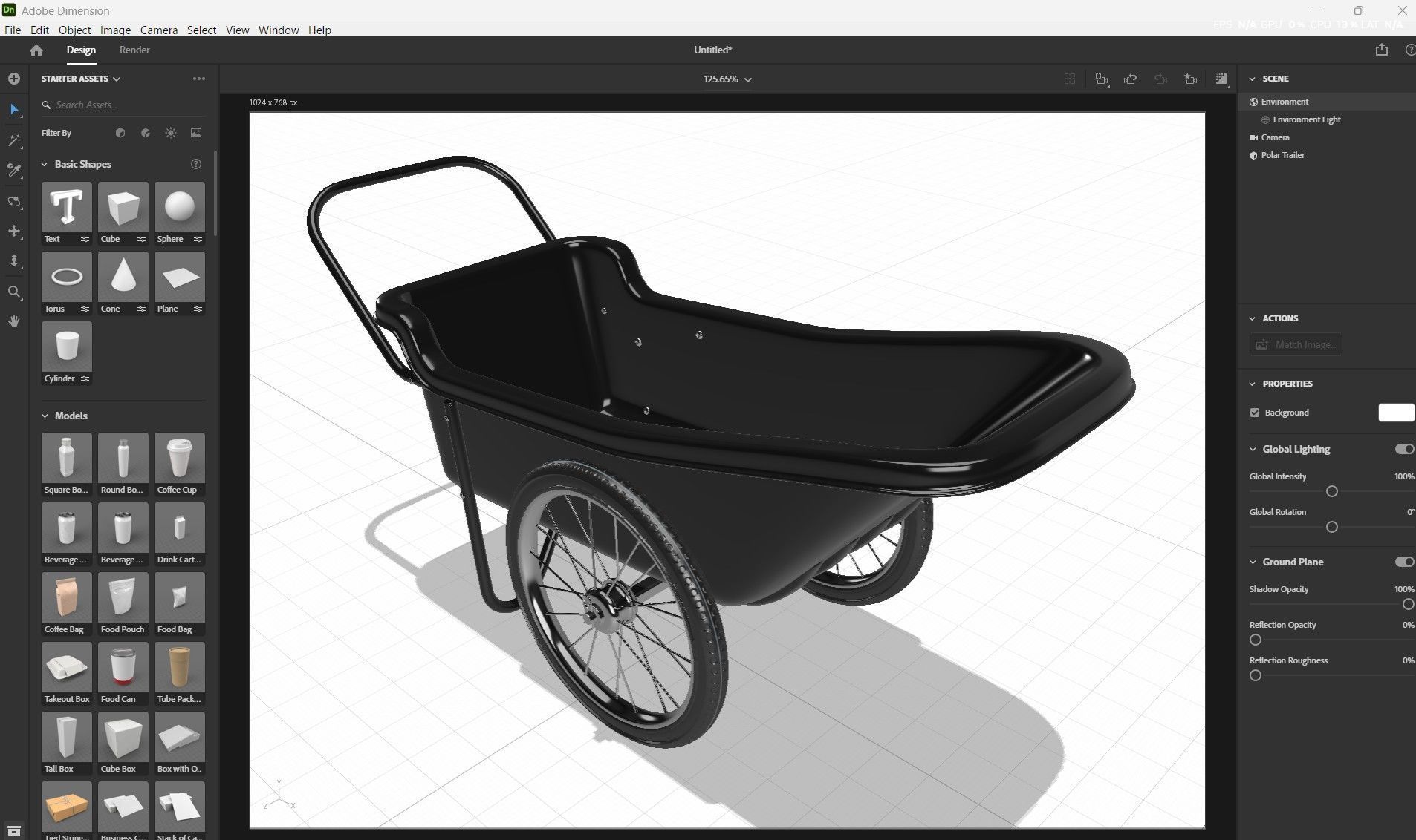 Polar Trailer Utility Cart Low-poly 3D model_17
