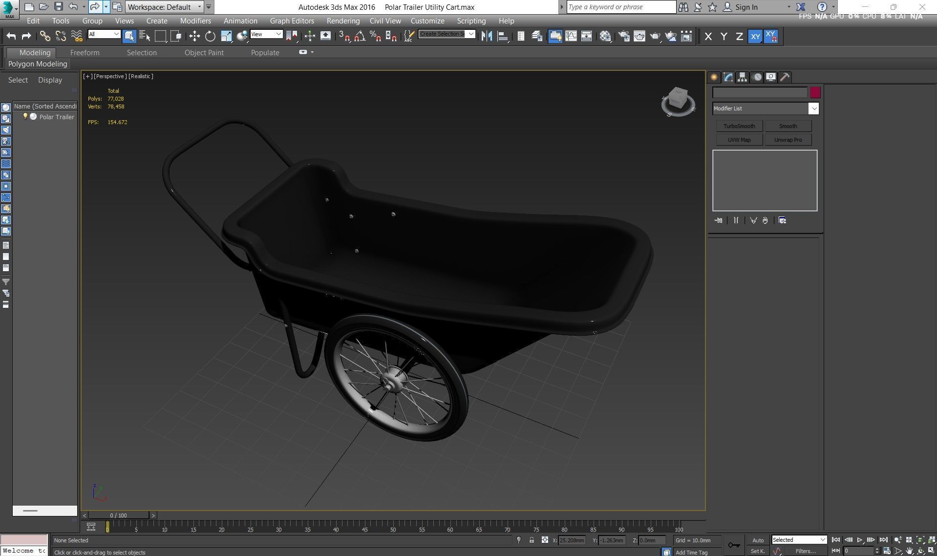 Polar Trailer Utility Cart Low-poly 3D model_21