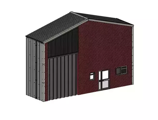 Model Railway Low Relief Industrial Building 4 Front 3D print model
