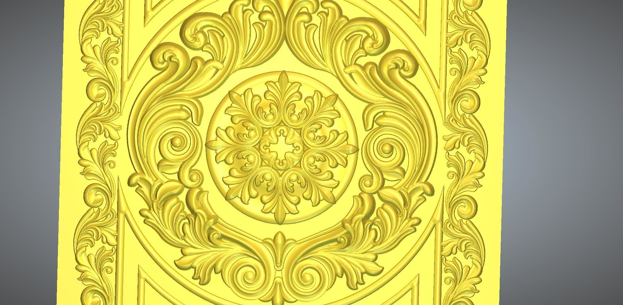  double door  classical design antique carved 3D model_9