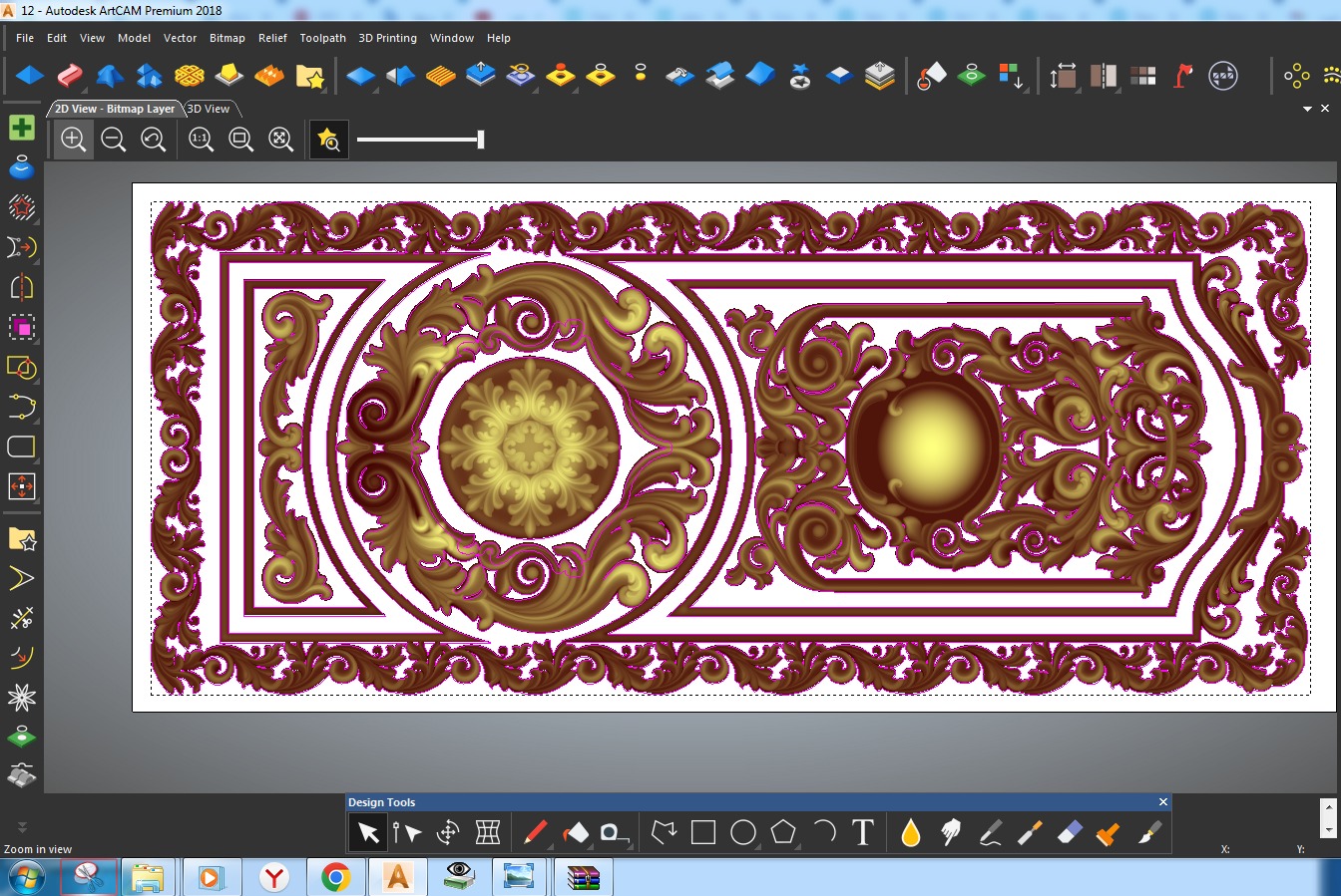  double door  classical design antique carved 3D model_4