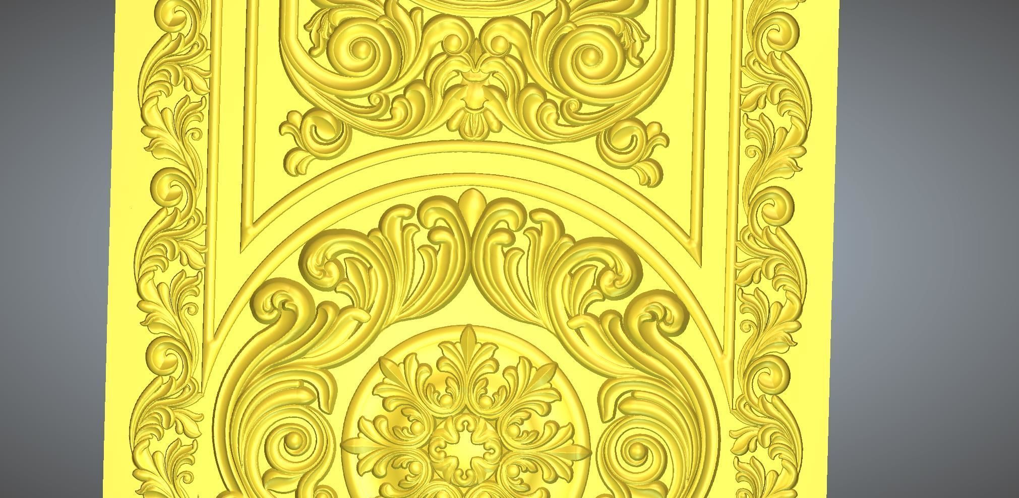  double door  classical design antique carved 3D model_10