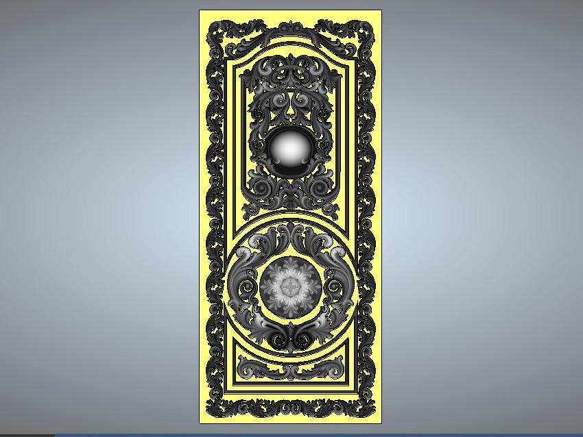  double door  classical design antique carved 3D model_14