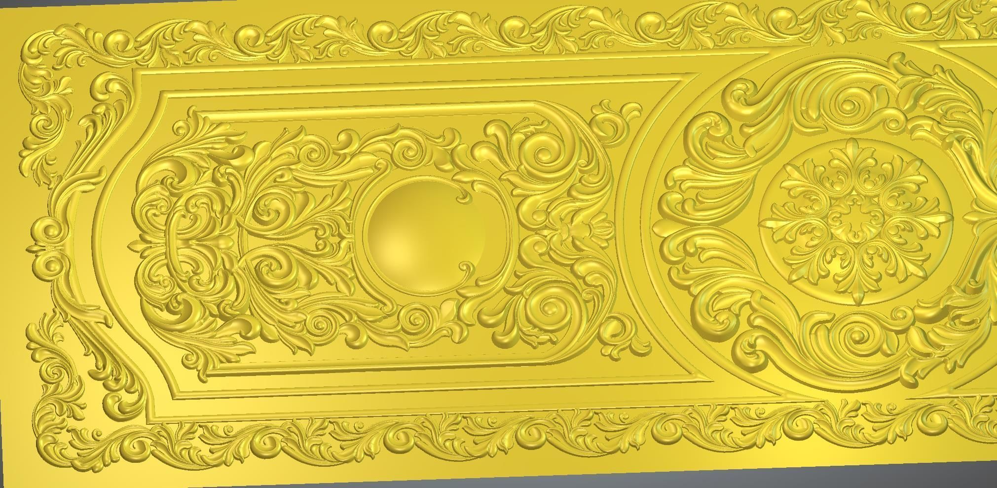  double door  classical design antique carved 3D model_12