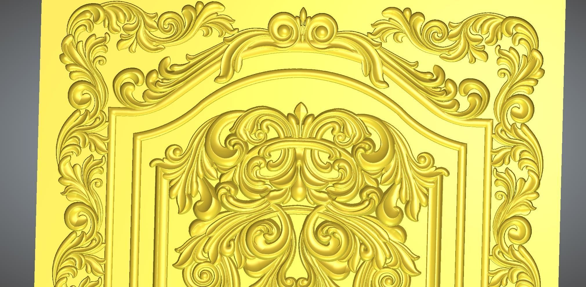  double door  classical design antique carved 3D model_8