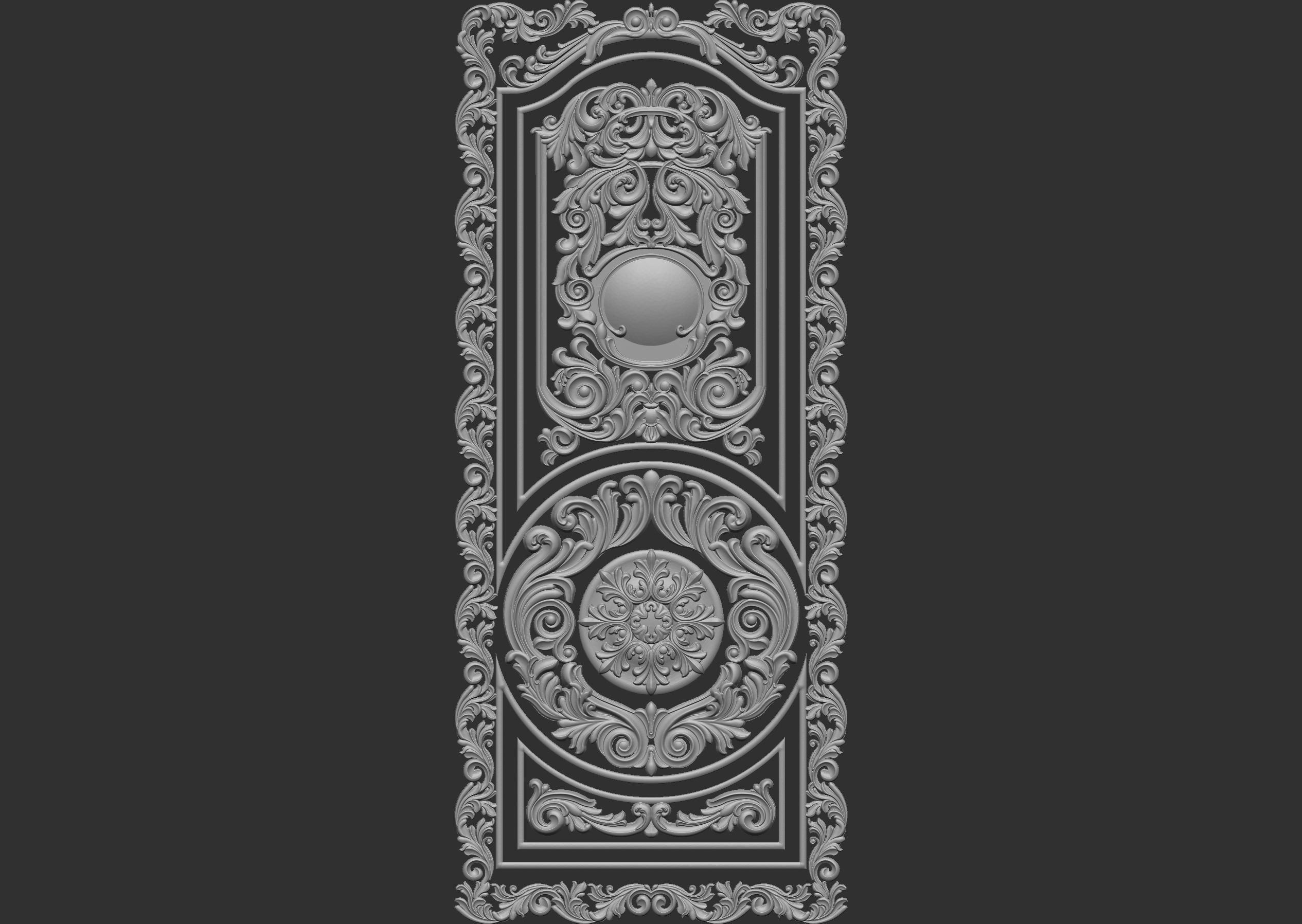  double door  classical design antique carved 3D model_16