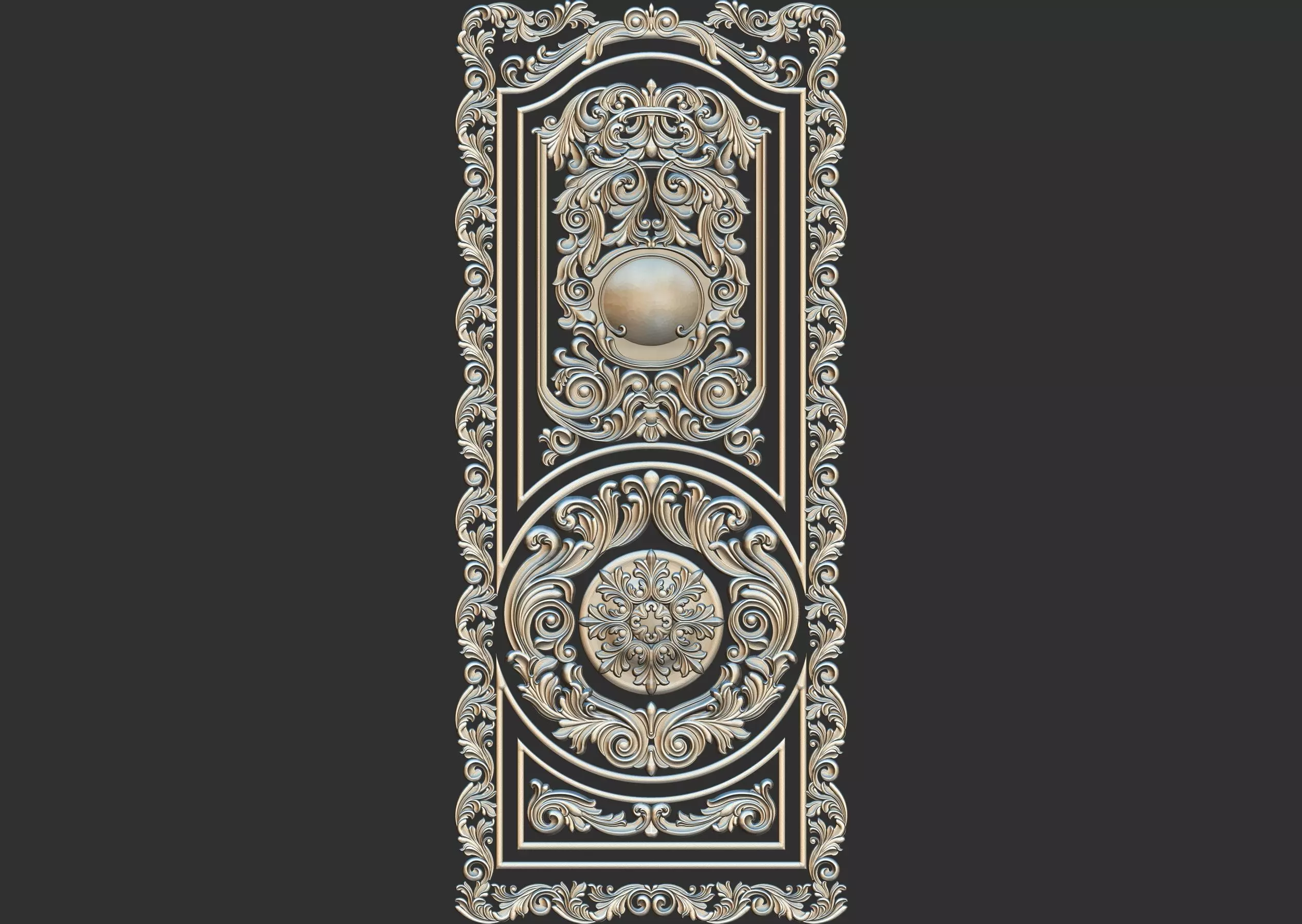  double door  classical design antique carved 3D model_0
