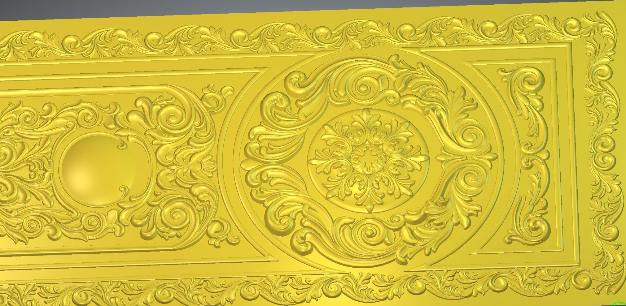  double door  classical design antique carved 3D model_3