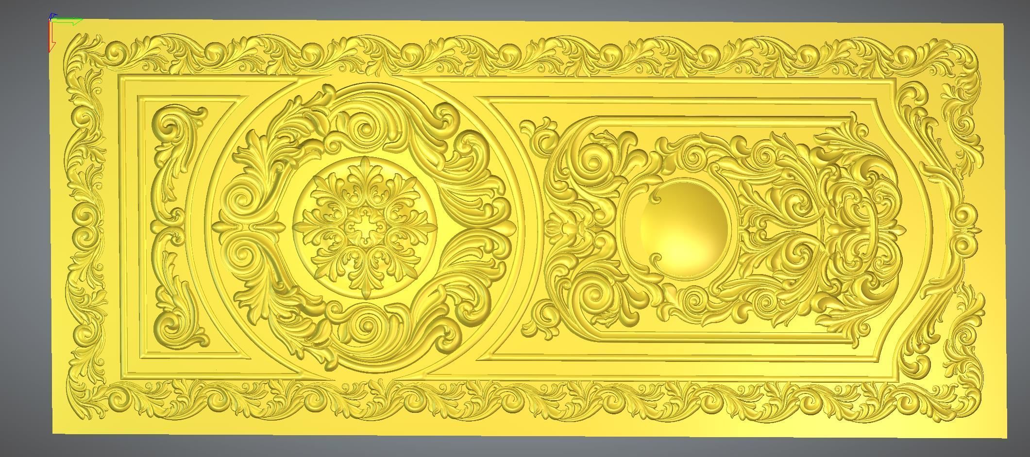  double door  classical design antique carved 3D model_5