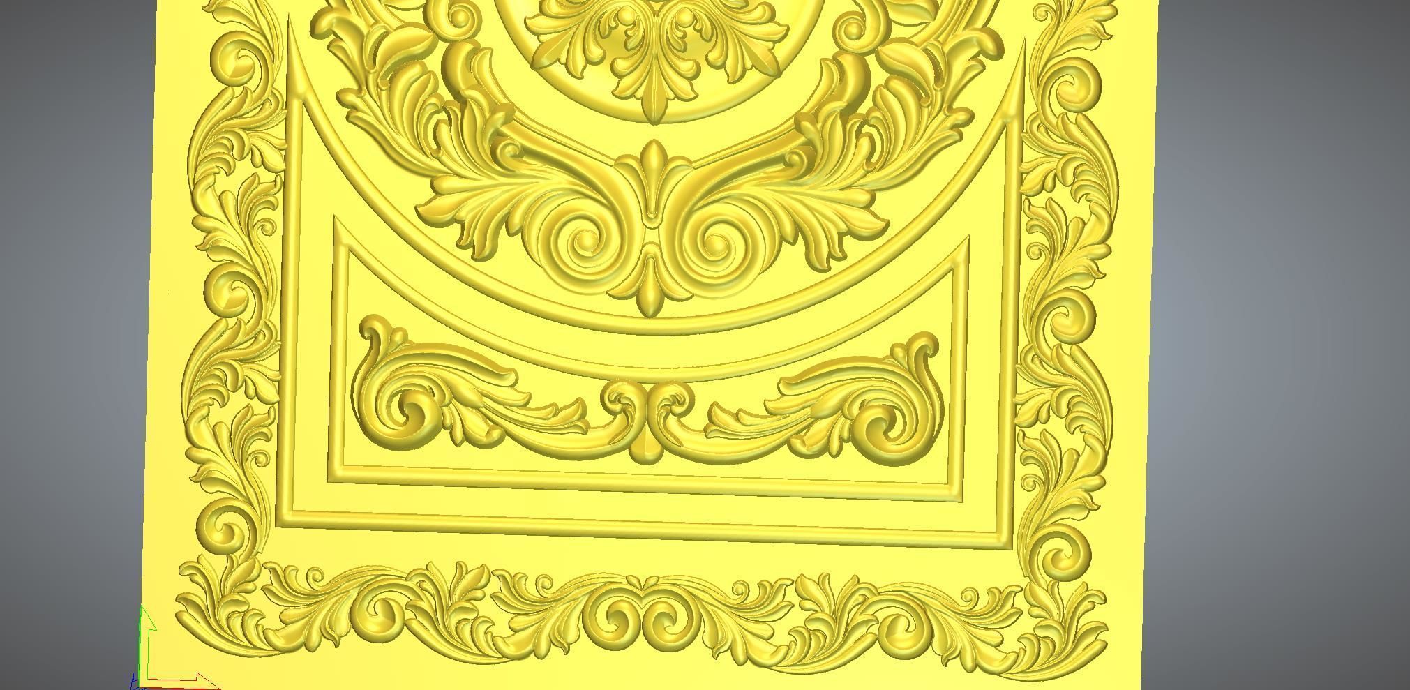  double door  classical design antique carved 3D model_11