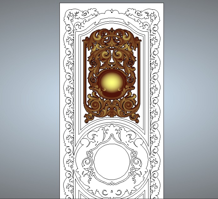  double door  classical design antique carved 3D model_13