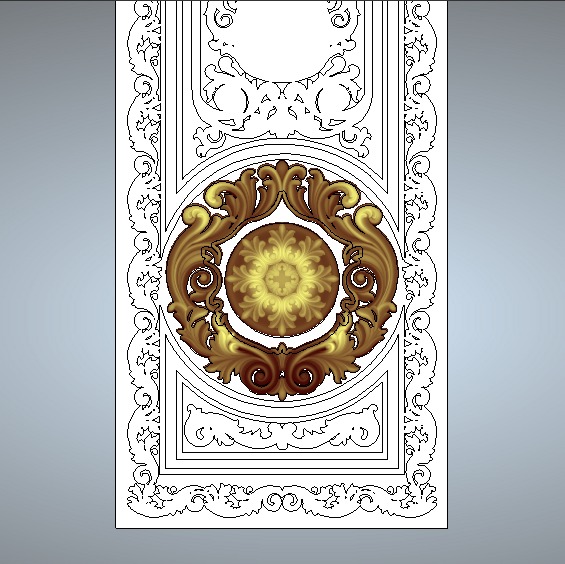  double door  classical design antique carved 3D model_6