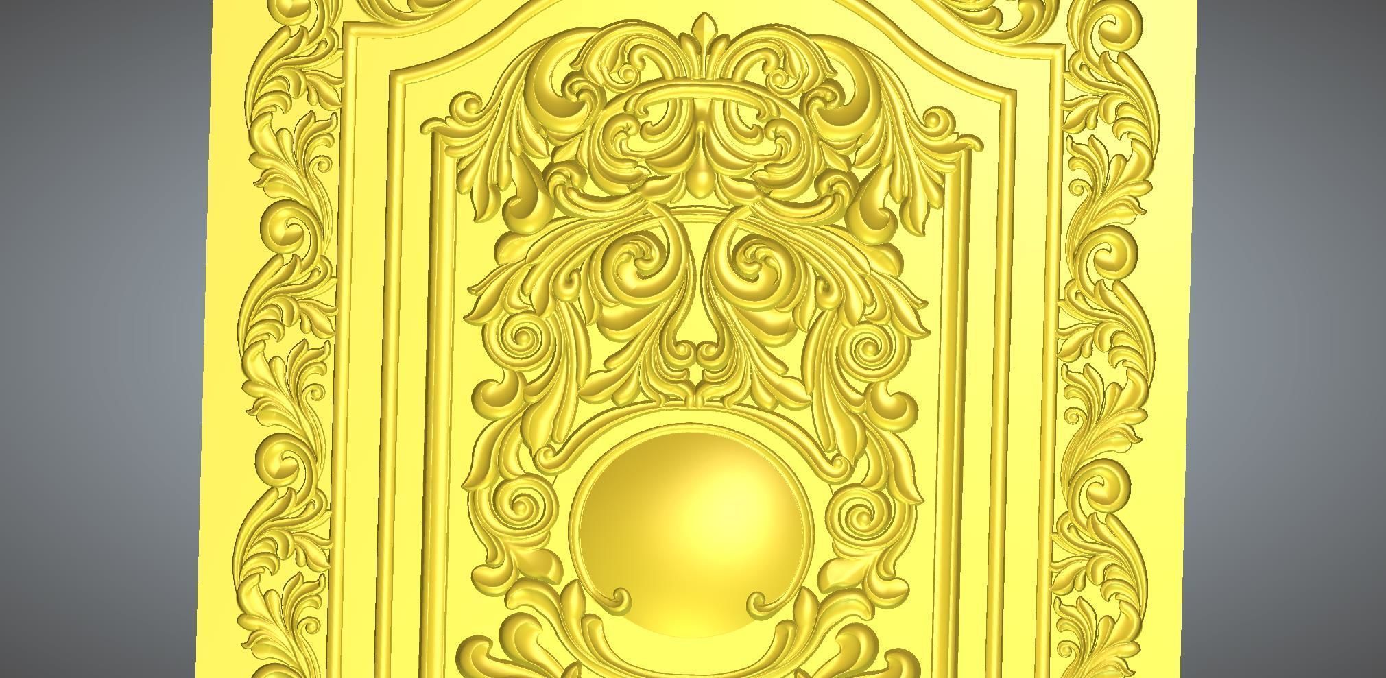  double door  classical design antique carved 3D model_7