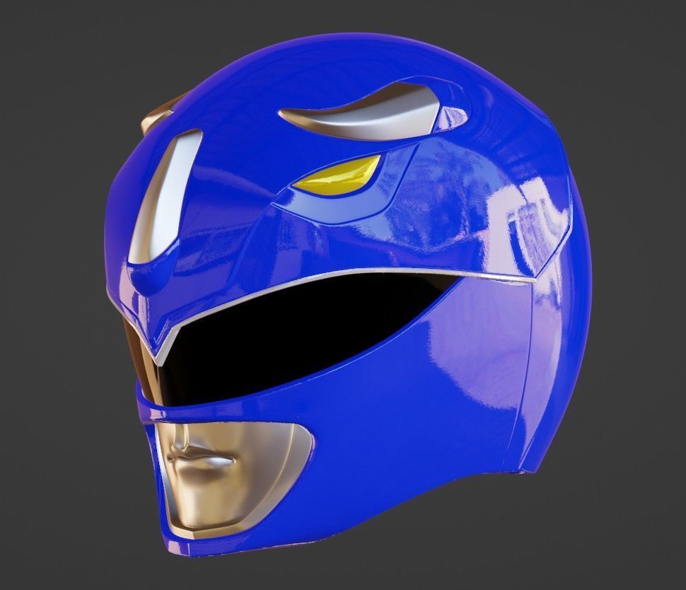 POWER RANGERS MMPR BLUE RANGER V2 HELMET 3D print model_1