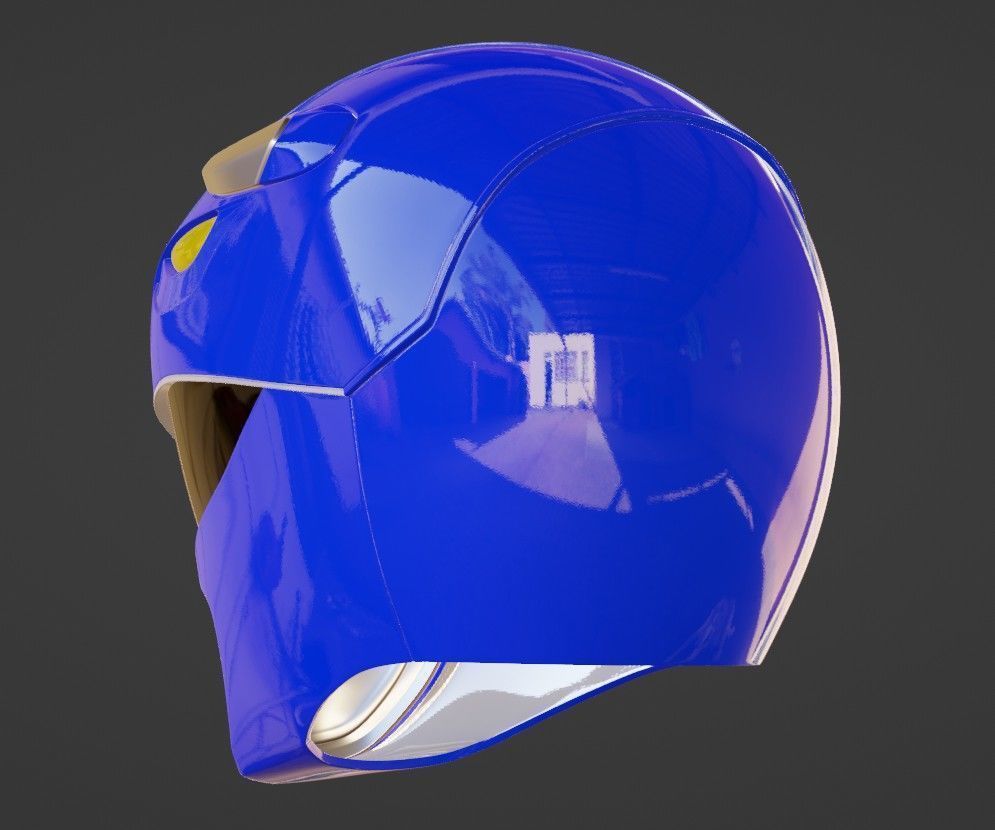 POWER RANGERS MMPR BLUE RANGER V2 HELMET 3D print model_3