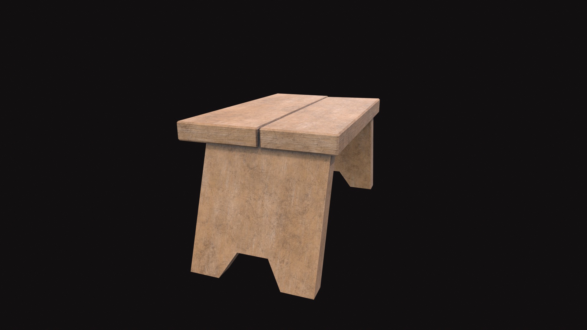Medieval Sitting Tool Low-poly 3D model_2