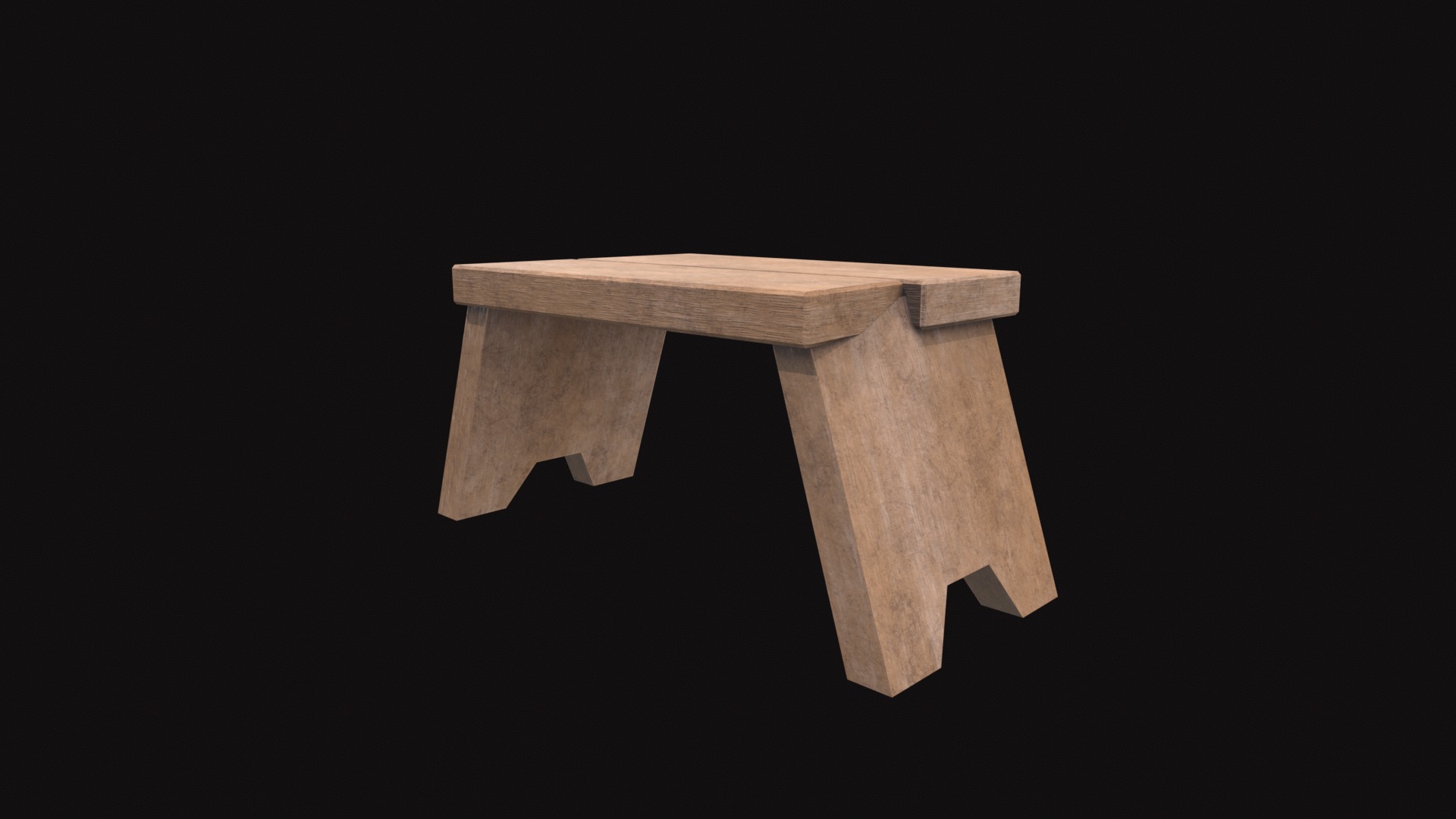 Medieval Sitting Tool Low-poly 3D model_7