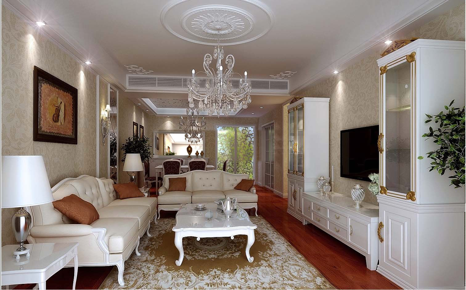 Posh Drawing Room Interior With Chandelier 3d Model Max Posh Drawing Room Interior With Chandelier 3d Model Max 1